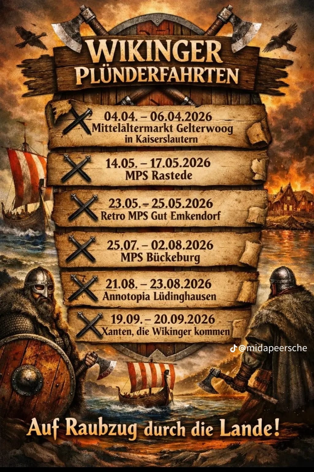 Termine der Wikinger-Plünderfahrten 2026